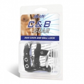 Утяжка на пенис на замочке Duo Cock And Ball Lock - BlueLine - купить с доставкой в Махачкале
