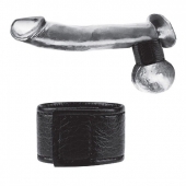 Чёрная утяжка на мошонку 1  Velcro Ball Stretcher - BlueLine - купить с доставкой в Махачкале