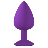 Большая фиолетовая анальная пробка Emotions Cutie Large с голубым кристаллом - 10 см. - Lola Games - купить с доставкой в Махачкале