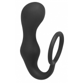 Чёрное эрекционное кольцо с анальной пробкой Double Pleasure Anal Plug - Lola Games - в Махачкале купить с доставкой