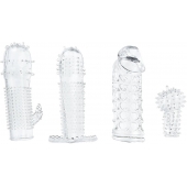 Набор из 4 насадок на член Pleasured Penis Enhancement Sleeve 4 Pack - XR Brands - в Махачкале купить с доставкой