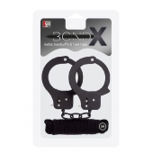 Чёрные наручники из листового металла в комплекте с веревкой BONDX METAL CUFFS LOVE ROPE SET - Dream Toys - купить с доставкой в Махачкале