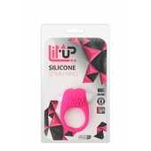 Розовое эрекционное кольцо с щеточкой LIT-UP SILICONE STIMU RING 5 - Dream Toys - в Махачкале купить с доставкой