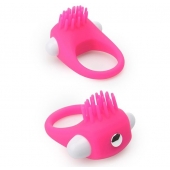 Розовое эрекционное кольцо с щеточкой LIT-UP SILICONE STIMU RING 5 - Dream Toys - в Махачкале купить с доставкой