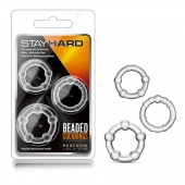 Набор из 3 прозрачных эрекционных колец Stay Hard Beaded Cockrings - Blush Novelties - в Махачкале купить с доставкой