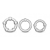 Набор из 3 прозрачных эрекционных колец Stay Hard Beaded Cockrings - Blush Novelties - в Махачкале купить с доставкой