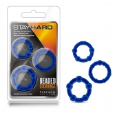 Набор из 3 синих эрекционных колец Stay Hard Beaded Cockrings - Blush Novelties - в Махачкале купить с доставкой