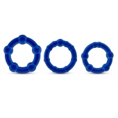 Набор из 3 синих эрекционных колец Stay Hard Beaded Cockrings - Blush Novelties - в Махачкале купить с доставкой