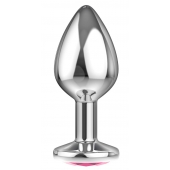 Большая серебристая анальная пробка Diamond Pink Sparkle Large с розовым кристаллом - 8 см. - Lola Games - купить с доставкой в Махачкале