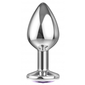 Малая серебристая анальная пробка Diamond Purple Sparkle Small с фиолетовым кристаллом - 7 см. - Lola Games - купить с доставкой в Махачкале
