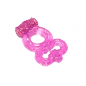 Розовое эрекционное кольцо Rings Treadle с подхватом - Lola Games - в Махачкале купить с доставкой