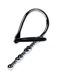 Серебристый уретральный плаг-бусины TOYFA Metal с мягким фиксириющим кольцом - ToyFa - купить с доставкой в Махачкале