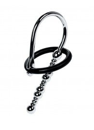 Серебристый уретральный плаг-бусины TOYFA Metal с мягким фиксириющим кольцом - ToyFa - купить с доставкой в Махачкале