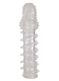 Прозрачная, закрытая насадка с шипами и точками - 13,5 см. - Toyfa Basic - в Махачкале купить с доставкой