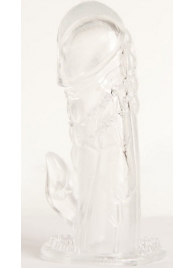 Прозрачная гелевая насадка с клиторальным отростком - 13 см. - Toyfa Basic - в Махачкале купить с доставкой