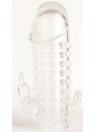 Гелевая прозрачная насадка с 2 отростками - 13 см. - Toyfa Basic - в Махачкале купить с доставкой