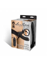 Чёрный полый страпон с вибрацией Unisex Vibrating Hollow Strap-On - 14 см. - Lux Fetish - купить с доставкой в Махачкале