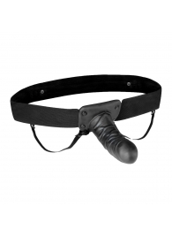 Чёрный полый страпон с вибрацией Unisex Vibrating Hollow Strap-On - 14 см. - Lux Fetish - купить с доставкой в Махачкале