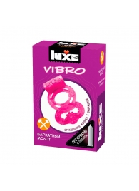 Розовое эрекционное виброкольцо Luxe VIBRO  Бархатный молот  + презерватив - Luxe - в Махачкале купить с доставкой