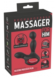 Черный вибромассажер простаты с нагревом и ротацией Prostate Plug - 14,5 см. - Orion - в Махачкале купить с доставкой