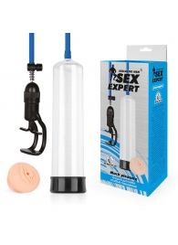 Прозрачная вакуумная помпа Sex Expert с насадкой-вагиной - Sex Expert - в Махачкале купить с доставкой