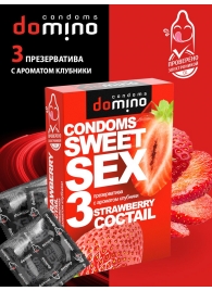Презервативы для орального секса DOMINO Sweet Sex с ароматом клубничного коктейля  - 3 шт. - Domino - купить с доставкой в Махачкале