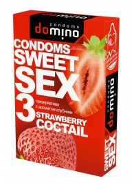 Презервативы для орального секса DOMINO Sweet Sex с ароматом клубничного коктейля  - 3 шт. - Domino - купить с доставкой в Махачкале