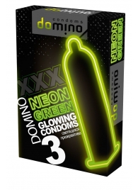 Презервативы DOMINO Neon Green со светящимся в темноте кончиком - 3 шт. - Domino - купить с доставкой в Махачкале