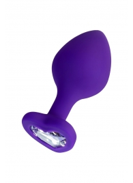 Фиолетовая анальная втулка Diamond Heart с прозрачным кристаллом - 8 см. - ToyFa - купить с доставкой в Махачкале