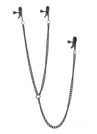 Черные зажимы на соски и клитор на цепочке DELUXE NIPPLE   CLIT CLAMPS - Dream Toys - купить с доставкой в Махачкале