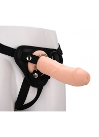 Черные трусики с телесной насадкой STRAP ON REAL DILDO - 21 см. - Dream Toys - купить с доставкой в Махачкале