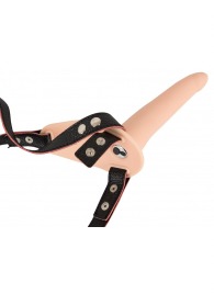 Телесный поясной страпон с вибрацией Vibrating Strap-On - 15,7 см. - Orion - купить с доставкой в Махачкале