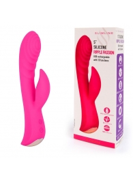 Ярко-розовый вибромассажер-кролик 5  Silicone Ripple Passion - 19,1 см. - Erokay