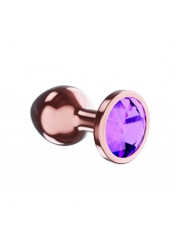 Пробка цвета розового золота с фиолетовым кристаллом Diamond Amethyst Shine S - 7,2 см. - Lola Games - купить с доставкой в Махачкале