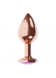 Пробка цвета розового золота с фиолетовым кристаллом Diamond Amethyst Shine S - 7,2 см. - Lola Games - купить с доставкой в Махачкале