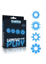 Набор из 4 голубых, светящихся в темноте эрекционных колец Lumino Play - Lovetoy - в Махачкале купить с доставкой