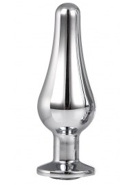 Серебристая анальная пробка с кристаллом Silver Pleasure Plug S - 9 см. - Dream Toys