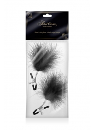 Зажимы на соски с черными пуховыми кисточками Sweet Caress Feather Nipple Clumps - Sweet Caress - купить с доставкой в Махачкале