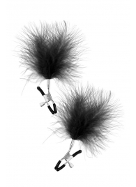 Зажимы на соски с черными пуховыми кисточками Sweet Caress Feather Nipple Clumps - Sweet Caress - купить с доставкой в Махачкале