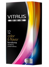 Цветные ароматизированные презервативы VITALIS PREMIUM color   flavor - 12 шт. - Vitalis - купить с доставкой в Махачкале