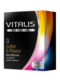 Цветные ароматизированные презервативы VITALIS PREMIUM color   flavor - 3 шт. - Vitalis - купить с доставкой в Махачкале