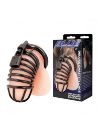 Черная металлическая клетка с замком Deluxe Chastity Cage - BlueLine - купить с доставкой в Махачкале