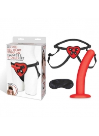 Красный поясной фаллоимитатор Red Heart Strap on Harness   5in Dildo Set - 12,25 см. - Lux Fetish - купить с доставкой в Махачкале