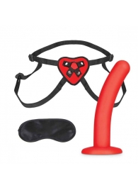 Красный поясной фаллоимитатор Red Heart Strap on Harness   5in Dildo Set - 12,25 см. - Lux Fetish - купить с доставкой в Махачкале