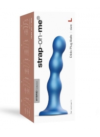 Голубая насадка Strap-On-Me Dildo Plug Balls size L - Strap-on-me - купить с доставкой в Махачкале