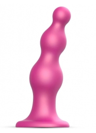 Розовая насадка Strap-On-Me Dildo Plug Beads size S - Strap-on-me - купить с доставкой в Махачкале