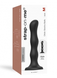 Черная насадка Strap-On-Me Dildo Geisha Balls size M - Strap-on-me - купить с доставкой в Махачкале