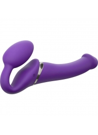 Фиолетовый безремневой вибрострапон Silicone Bendable Strap-On - size M - Strap-on-me - купить с доставкой в Махачкале