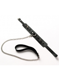 Черный ошейник с шипами и поводком - Crazy Handmade - купить с доставкой в Махачкале