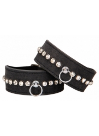 Черные наручники Diamond Studded Wrist Cuffs - Shots Media BV - купить с доставкой в Махачкале